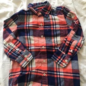 Boys XS (4-5) Orange & Blue Plaid Gapkids Flannel